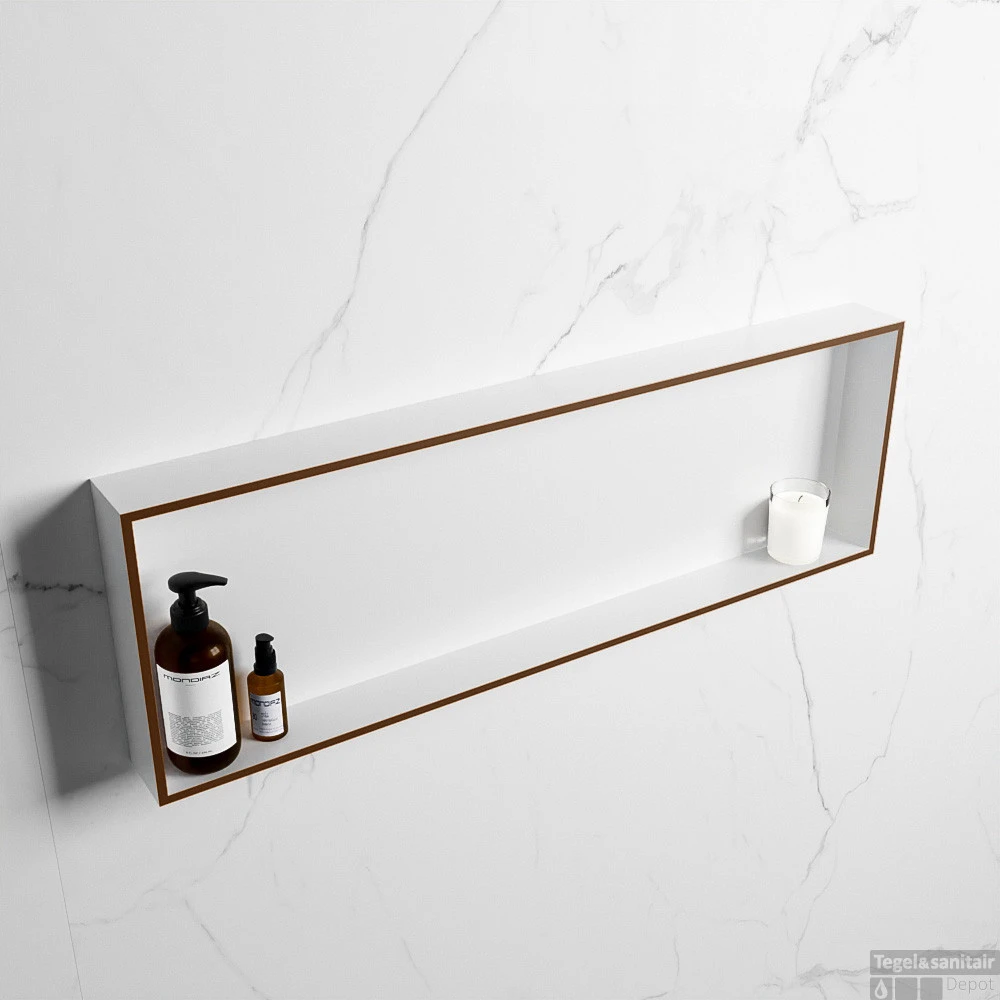 MONDIAZ EASY Nis 89,5x29,5cm In Solid Surface Kleur Rust | Talc. 1 Vak Geschikt Voor In- Of Opbouw 4 MONDIAZ EASY Nis 89,5x29,5cm In Solid Surface Kleur Rust | Talc. 1 Vak Geschikt Voor In- Of Opbouw - Afbeelding 2