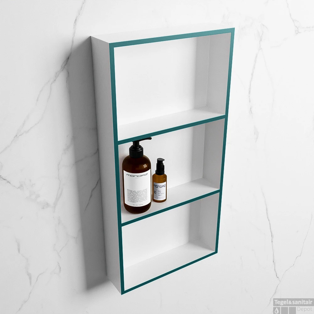 MONDIAZ EASY Nis 59,5x29,5cm In Solid Surface Kleur Smag | Talc. 3 Vakken Geschikt Voor In- Of Opbouw 4 MONDIAZ EASY Nis 59,5x29,5cm In Solid Surface Kleur Smag | Talc. 3 Vakken Geschikt Voor In- Of Opbouw - Afbeelding 2