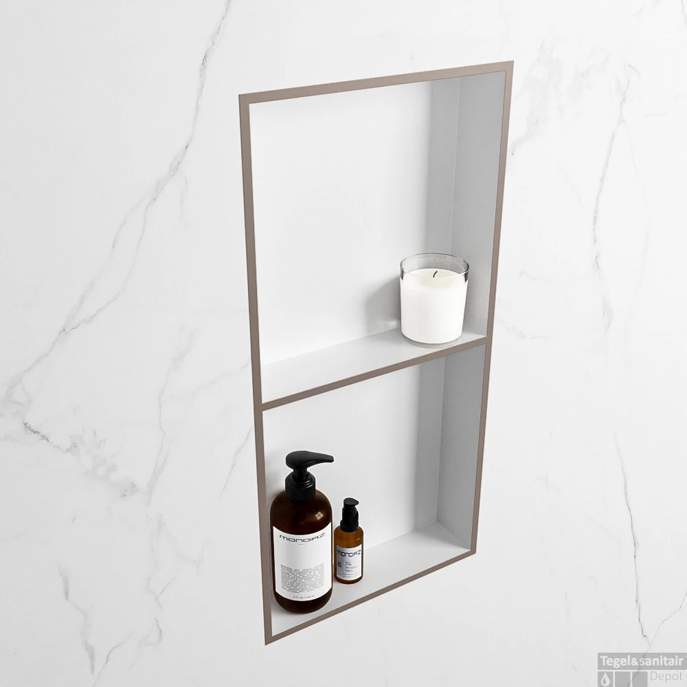 MONDIAZ EASY Nis 59,5x29,5cm In Solid Surface Kleur Smoke | Talc. 2 Vakken Geschikt Voor In- Of Opbouw 5 MONDIAZ EASY Nis 59,5x29,5cm In Solid Surface Kleur Smoke | Talc. 2 Vakken Geschikt Voor In- Of Opbouw - Afbeelding 3