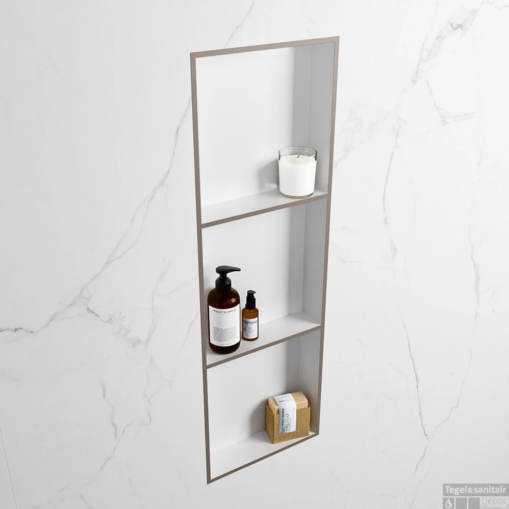 MONDIAZ EASY Nis 89,5x29,5cm In Solid Surface Kleur Smoke | Talc. 3 Vakken Geschikt Voor In- Of Opbouw 5 MONDIAZ EASY Nis 89,5x29,5cm In Solid Surface Kleur Smoke | Talc. 3 Vakken Geschikt Voor In- Of Opbouw - Afbeelding 3