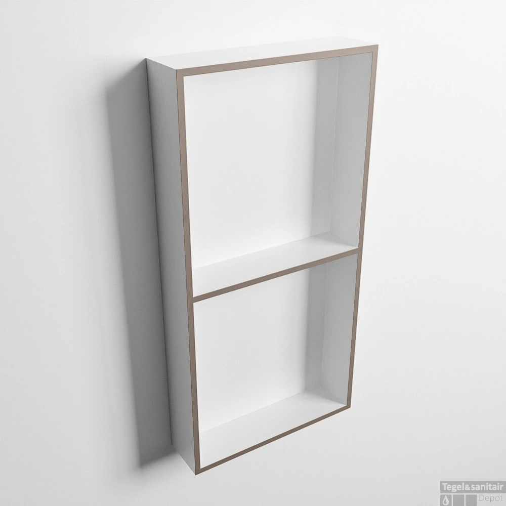 MONDIAZ EASY Nis 59,5x29,5cm In Solid Surface Kleur Smoke | Talc. 2 Vakken Geschikt Voor In- Of Opbouw 3 MONDIAZ EASY Nis 59,5x29,5cm In Solid Surface Kleur Smoke | Talc. 2 Vakken Geschikt Voor In- Of Opbouw