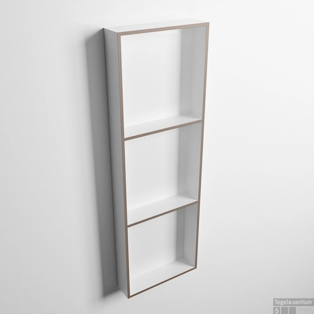 MONDIAZ EASY Nis 89,5x29,5cm In Solid Surface Kleur Smoke | Talc. 3 Vakken Geschikt Voor In- Of Opbouw 3 MONDIAZ EASY Nis 89,5x29,5cm In Solid Surface Kleur Smoke | Talc. 3 Vakken Geschikt Voor In- Of Opbouw