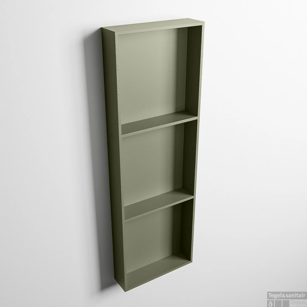 MONDIAZ EASY Nis 89,5x29,5cm In Solid Surface Kleur Army | Army. 3 Vakken Geschikt Voor In- Of Opbouw 3 MONDIAZ EASY Nis 89,5x29,5cm In Solid Surface Kleur Army | Army. 3 Vakken Geschikt Voor In- Of Opbouw