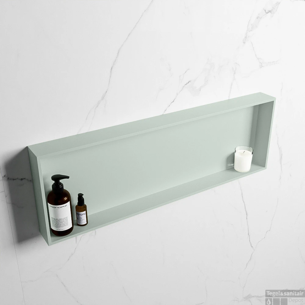 MONDIAZ EASY Nis 89,5x29,5cm In Solid Surface Kleur Greey | Greey. 1 Vak Geschikt Voor In- Of Opbouw 4 MONDIAZ EASY Nis 89,5x29,5cm In Solid Surface Kleur Greey | Greey. 1 Vak Geschikt Voor In- Of Opbouw - Afbeelding 2