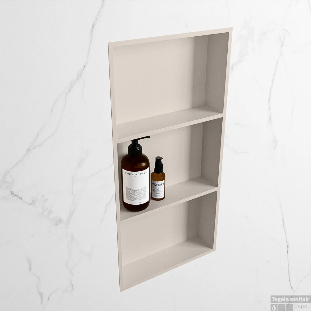 MONDIAZ EASY Nis 59,5x29,5cm In Solid Surface Kleur Linen | Linen. 3 Vakken Geschikt Voor In- Of Opbouw 5 MONDIAZ EASY Nis 59,5x29,5cm In Solid Surface Kleur Linen | Linen. 3 Vakken Geschikt Voor In- Of Opbouw - Afbeelding 3