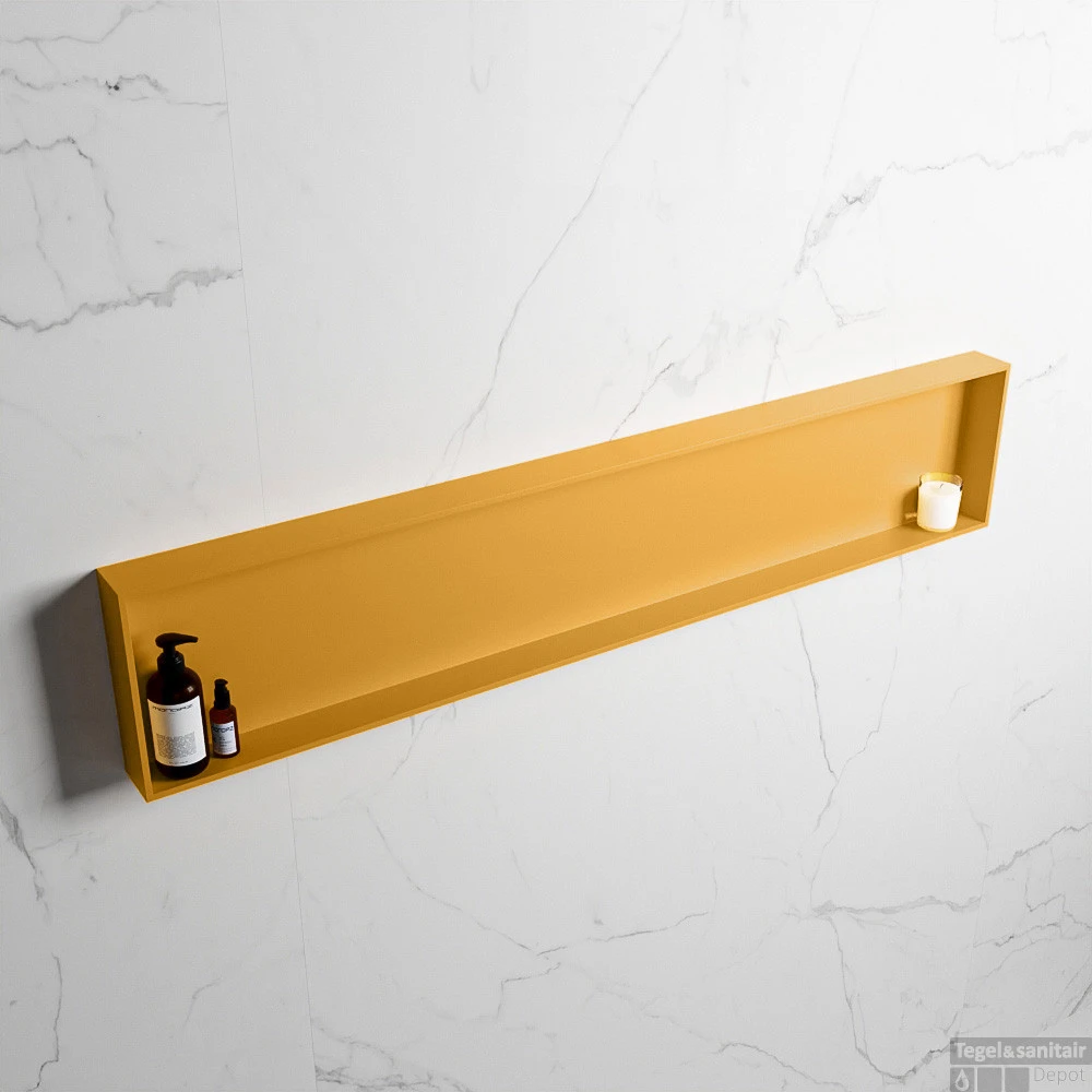 MONDIAZ EASY Nis 149,5x29,5cm In Solid Surface Kleur Ocher | Ocher. 1 Vak Geschikt Voor In- Of Opbouw 4 MONDIAZ EASY Nis 149,5x29,5cm In Solid Surface Kleur Ocher | Ocher. 1 Vak Geschikt Voor In- Of Opbouw - Afbeelding 2