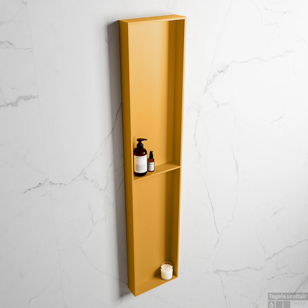 MONDIAZ EASY Nis 89,5x29,5cm In Solid Surface Kleur Ocher | Ocher. 2 Vakken Geschikt Voor In- Of Opbouw 4 MONDIAZ EASY Nis 89,5x29,5cm In Solid Surface Kleur Ocher | Ocher. 2 Vakken Geschikt Voor In- Of Opbouw - Afbeelding 2