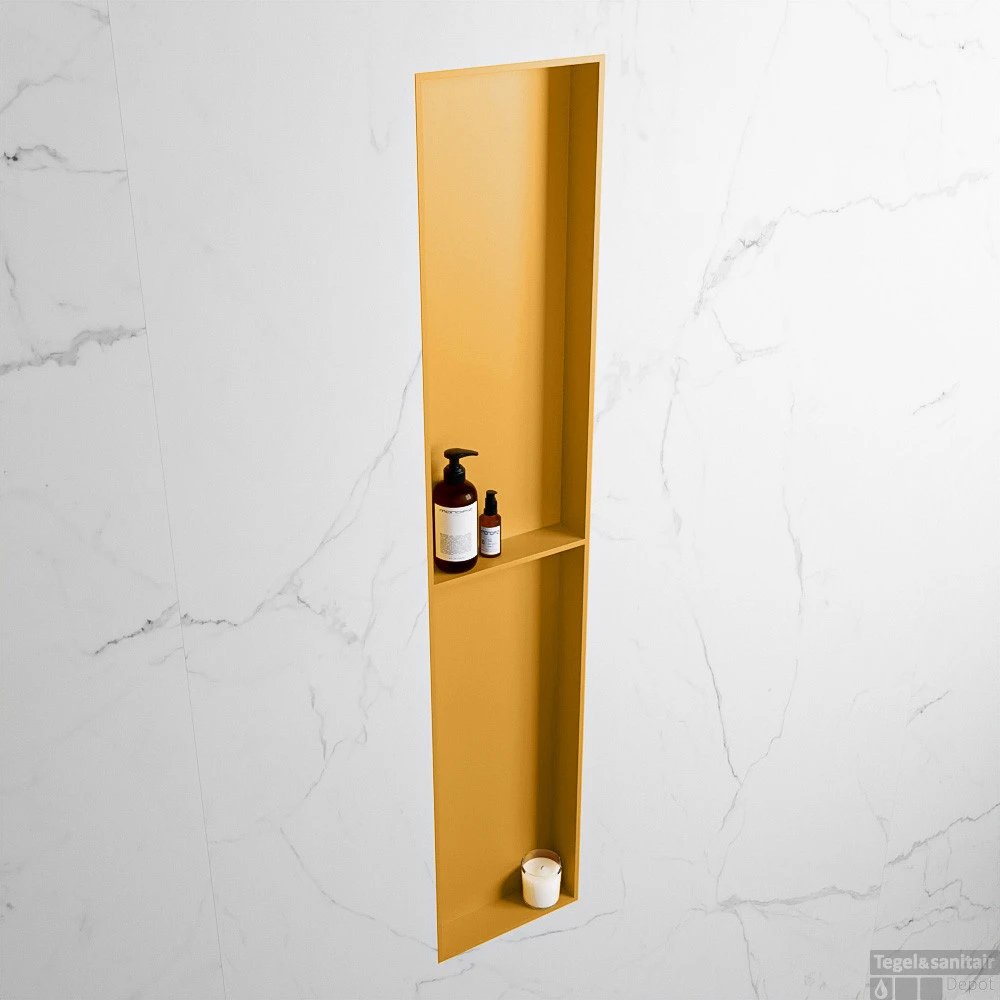 MONDIAZ EASY Nis 89,5x29,5cm In Solid Surface Kleur Ocher | Ocher. 2 Vakken Geschikt Voor In- Of Opbouw 5 MONDIAZ EASY Nis 89,5x29,5cm In Solid Surface Kleur Ocher | Ocher. 2 Vakken Geschikt Voor In- Of Opbouw - Afbeelding 3