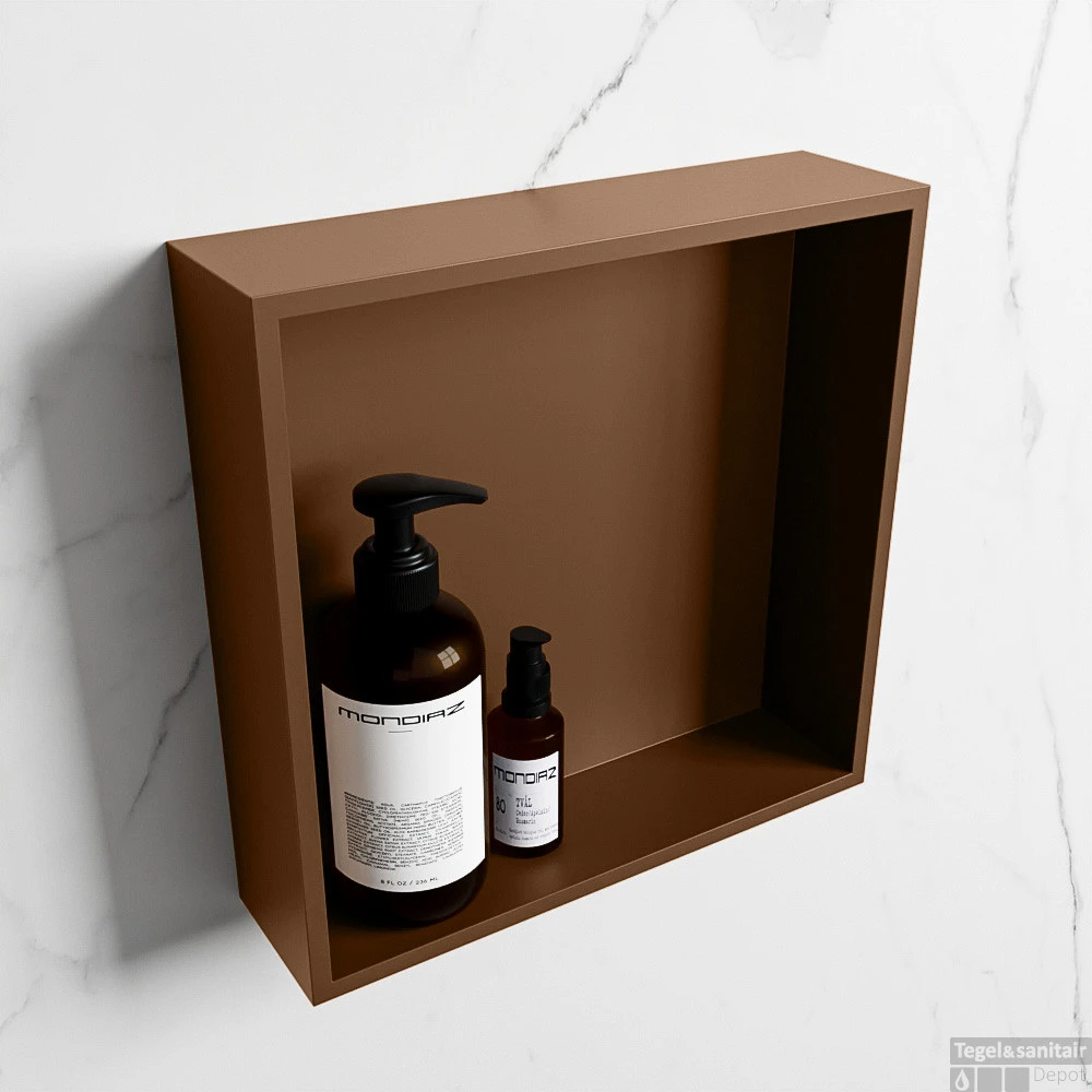 MONDIAZ EASY Nis 29,5x29,5cm In Solid Surface Kleur Rust | Rust. 1 Vak Geschikt Voor In- Of Opbouw 4 MONDIAZ EASY Nis 29,5x29,5cm In Solid Surface Kleur Rust | Rust. 1 Vak Geschikt Voor In- Of Opbouw - Afbeelding 2