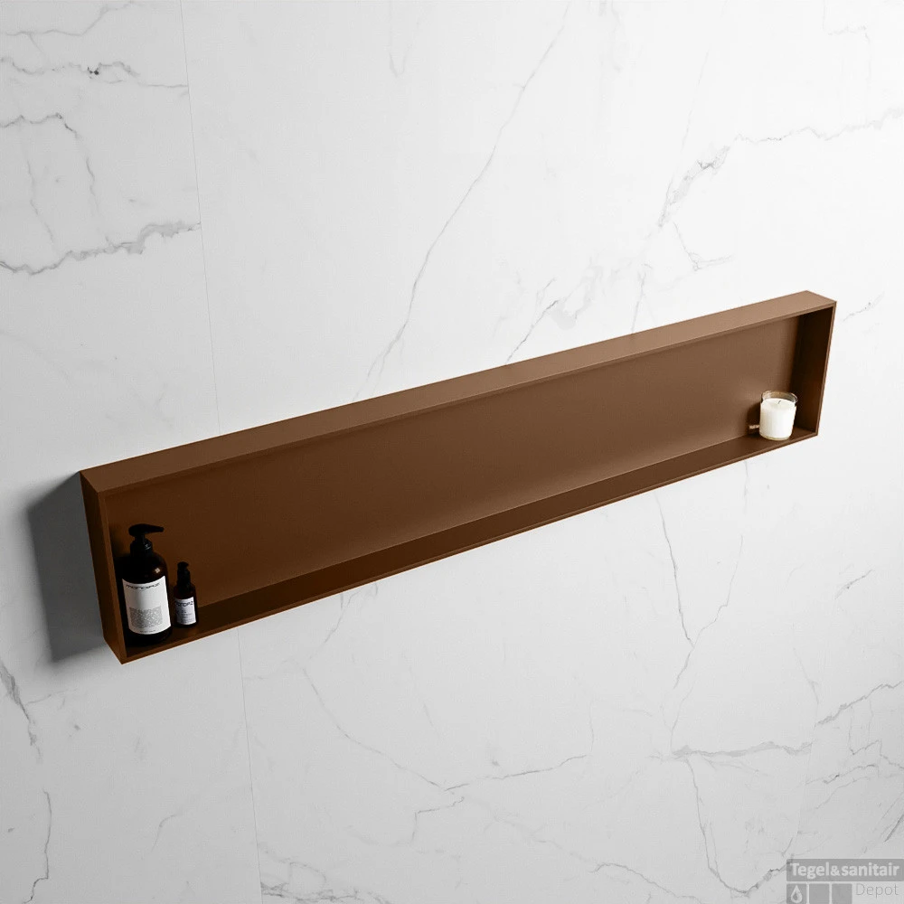 MONDIAZ EASY Nis 149,5x29,5cm In Solid Surface Kleur Rust | Rust. 1 Vak Geschikt Voor In- Of Opbouw 4 MONDIAZ EASY Nis 149,5x29,5cm In Solid Surface Kleur Rust | Rust. 1 Vak Geschikt Voor In- Of Opbouw - Afbeelding 2