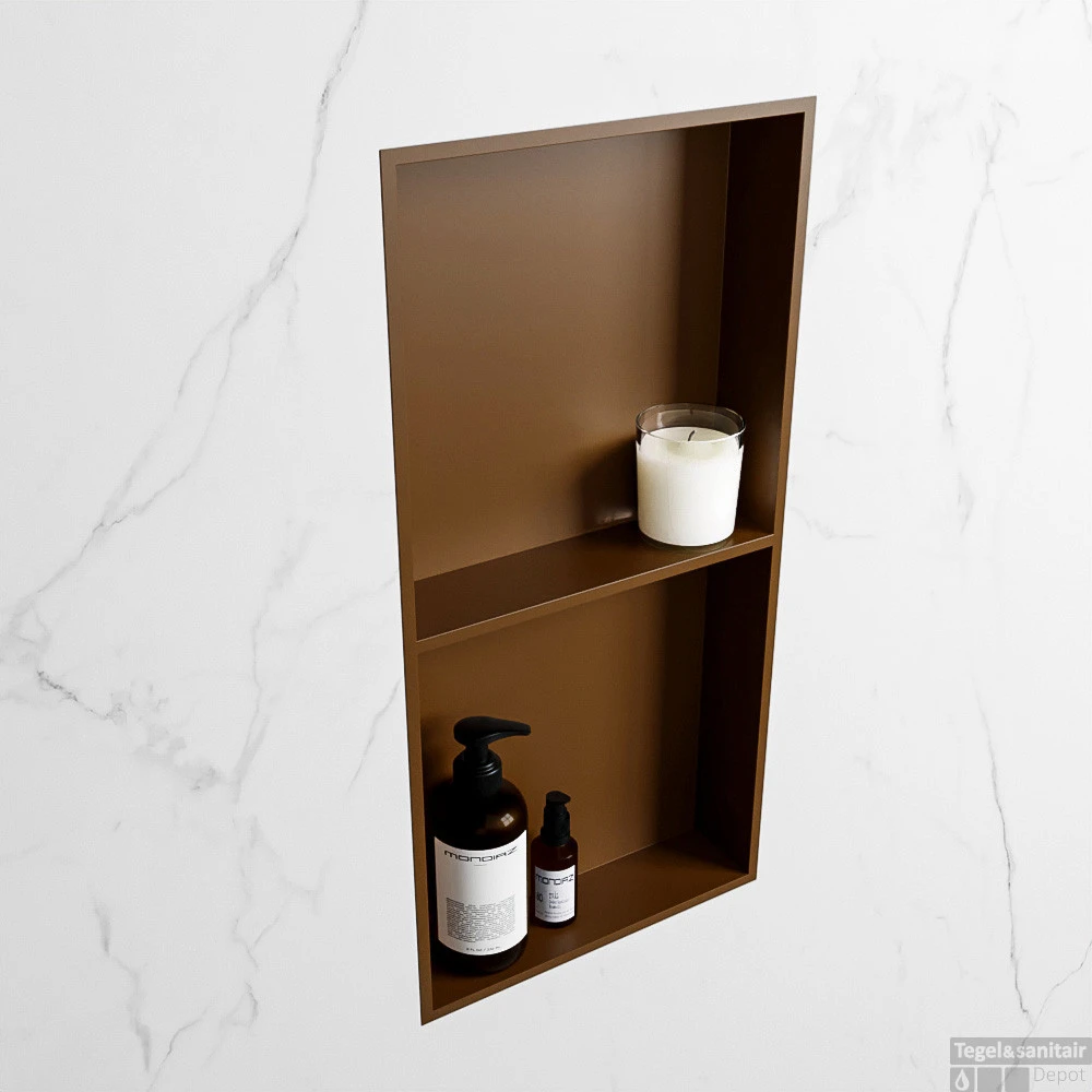 MONDIAZ EASY Nis 59,5x29,5cm In Solid Surface Kleur Rust | Rust. 2 Vakken Geschikt Voor In- Of Opbouw 5 MONDIAZ EASY Nis 59,5x29,5cm In Solid Surface Kleur Rust | Rust. 2 Vakken Geschikt Voor In- Of Opbouw - Afbeelding 3