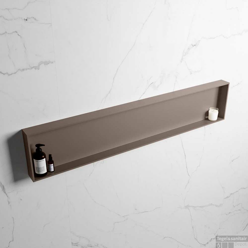 MONDIAZ EASY Nis 149,5x29,5cm In Solid Surface Kleur Smoke | Smoke. 1 Vak Geschikt Voor In- Of Opbouw 4 MONDIAZ EASY Nis 149,5x29,5cm In Solid Surface Kleur Smoke | Smoke. 1 Vak Geschikt Voor In- Of Opbouw - Afbeelding 2