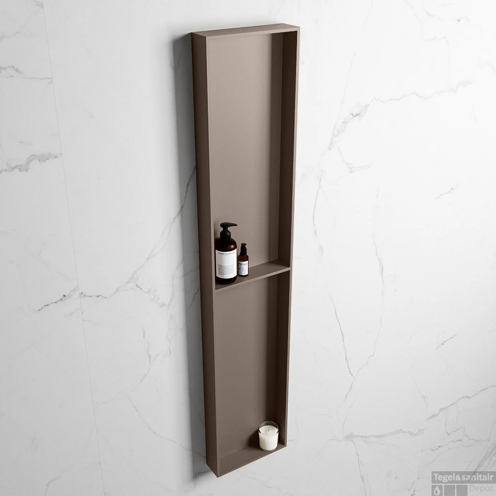 MONDIAZ EASY Nis 89,5x29,5cm In Solid Surface Kleur Smoke | Smoke. 2 Vakken Geschikt Voor In- Of Opbouw 4 MONDIAZ EASY Nis 89,5x29,5cm In Solid Surface Kleur Smoke | Smoke. 2 Vakken Geschikt Voor In- Of Opbouw - Afbeelding 2