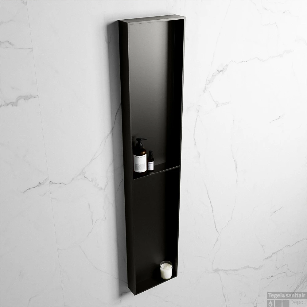 MONDIAZ EASY Nis 89,5x29,5cm In Solid Surface Kleur Urban | Urban. 2 Vakken Geschikt Voor In- Of Opbouw 4 MONDIAZ EASY Nis 89,5x29,5cm In Solid Surface Kleur Urban | Urban. 2 Vakken Geschikt Voor In- Of Opbouw - Afbeelding 2