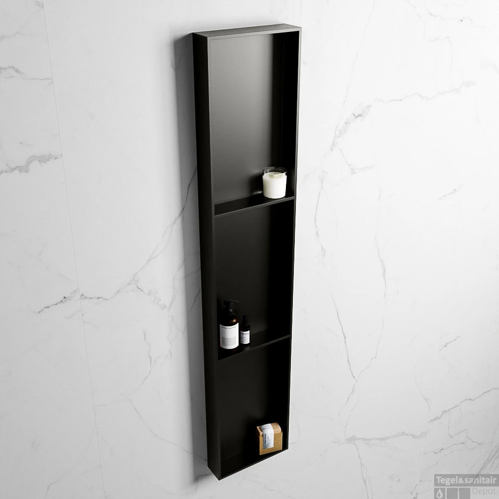 MONDIAZ EASY Nis 149,5x29,5cm In Solid Surface Kleur Urban | Urban. 3 Vakken Geschikt Voor In- Of Opbouw 4 MONDIAZ EASY Nis 149,5x29,5cm In Solid Surface Kleur Urban | Urban. 3 Vakken Geschikt Voor In- Of Opbouw - Afbeelding 2