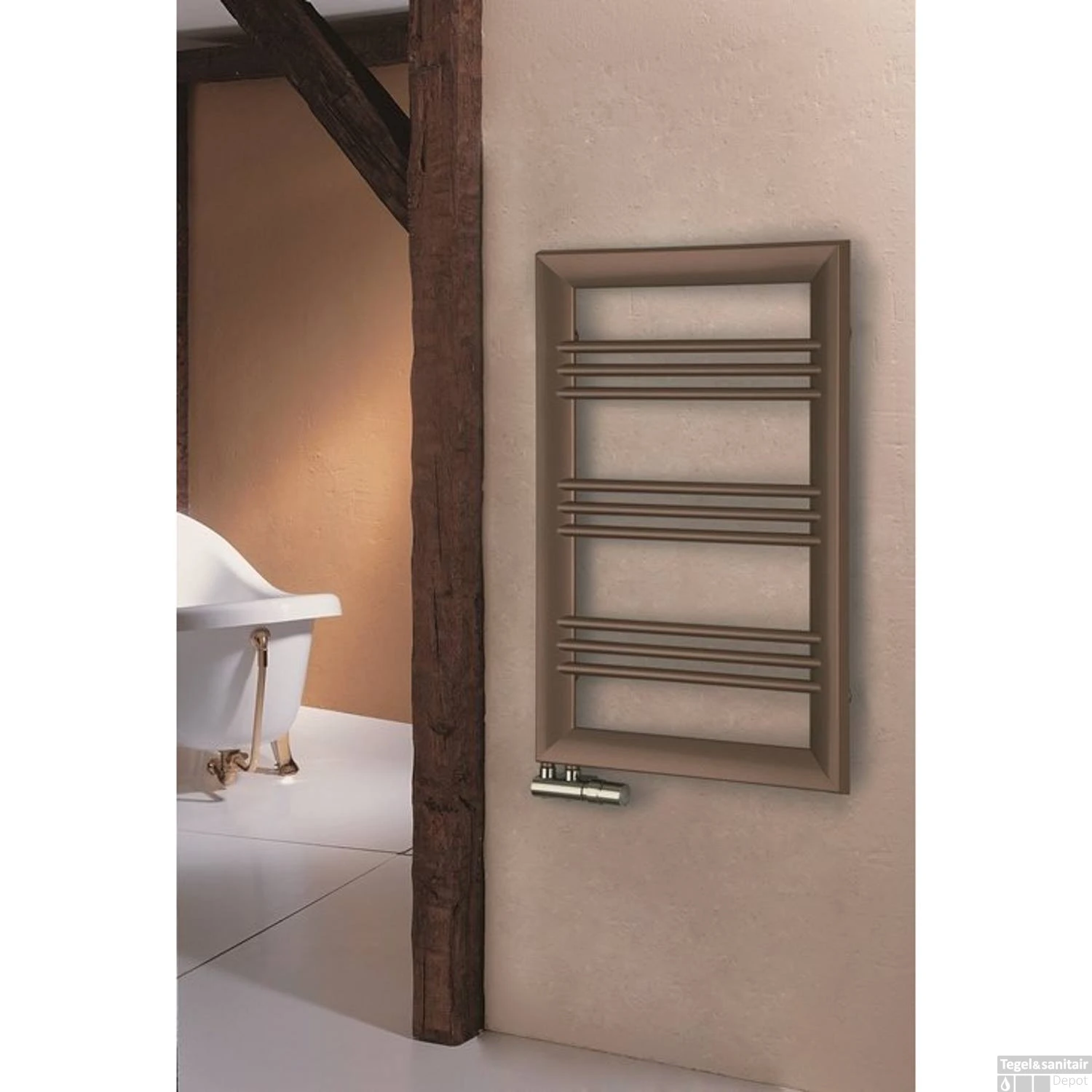 Designradiator Sapho Leontes Recht 59.5x94.4 Cm 479W Brons 4 Designradiator Sapho Leontes Recht 59.5x94.4 Cm 479W Brons - Afbeelding 2