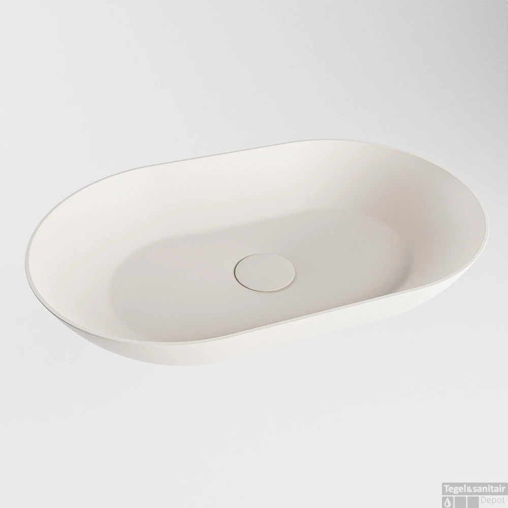 MONDIAZ ONNI Waskom Solid Surface 55cm Kleur Linen / Linen 4 MONDIAZ ONNI Waskom Solid Surface 55cm Kleur Linen / Linen - Afbeelding 2