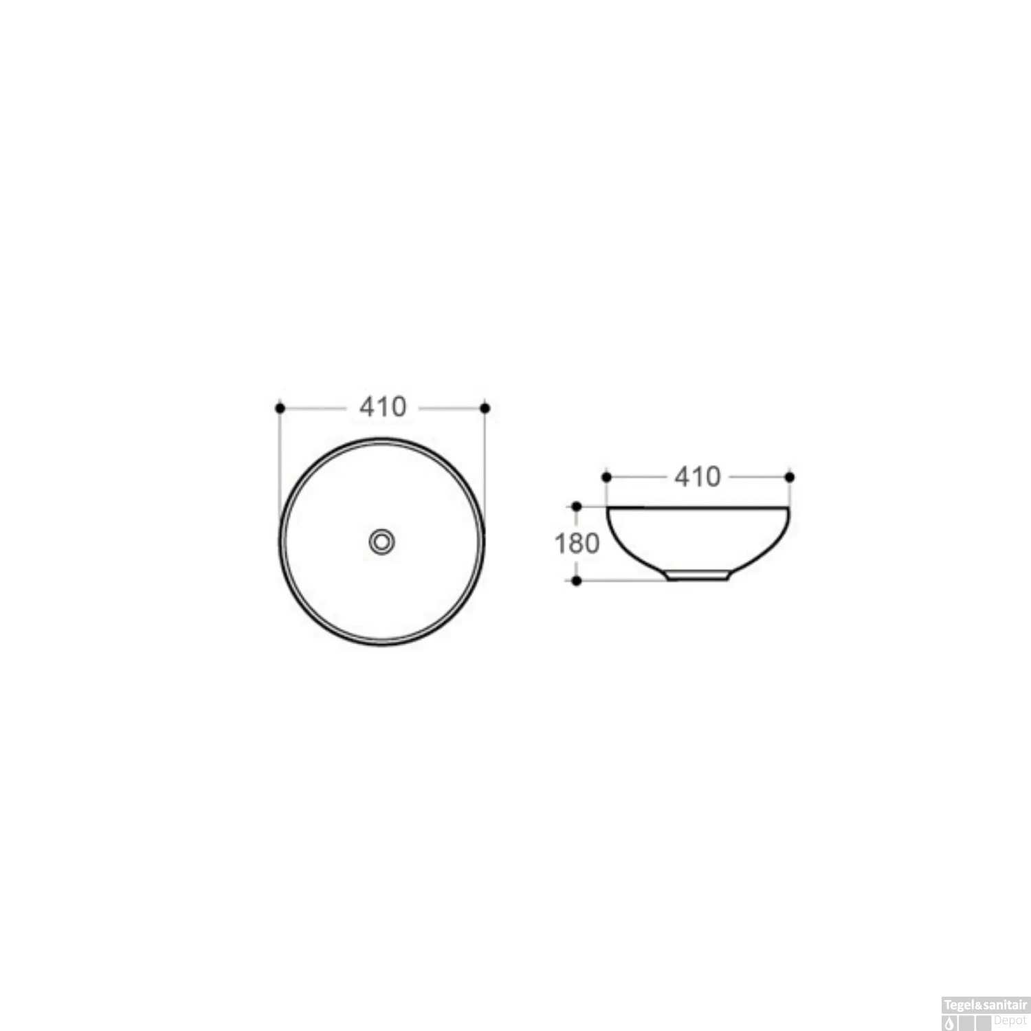 Opbouw Waskom Creavit Aloni Rond Model 41x18 Cm (drie Varianten) - Afbeelding 2