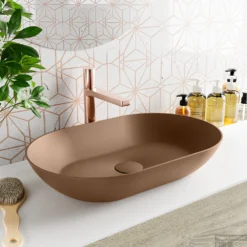 MONDIAZ ONNI Waskom Solid Surface 55cm Kleur Rust / Rust