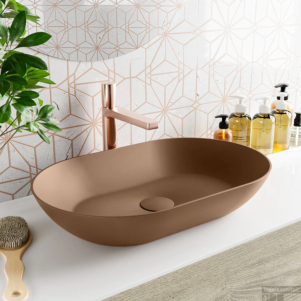 MONDIAZ ONNI Waskom Solid Surface 55cm Kleur Rust / Rust 3 MONDIAZ ONNI Waskom Solid Surface 55cm Kleur Rust / Rust