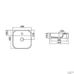Opbouwwastafel BWS Fresh Keramiek 42x42 Cm Zonder Overloop Glans Wit (Kraangat Midden) -Goedkope Stijl Baden Winkel opbouwwastafel fresno met kraangat 42x42 cm wit tech