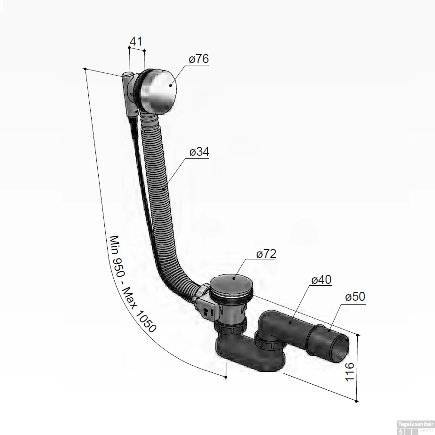 Badoverloop Hotbath Cobber Combinatie Verlengd Verouderd IJzer 6 Badoverloop Hotbath Cobber Combinatie Verlengd Verouderd IJzer - Afbeelding 4