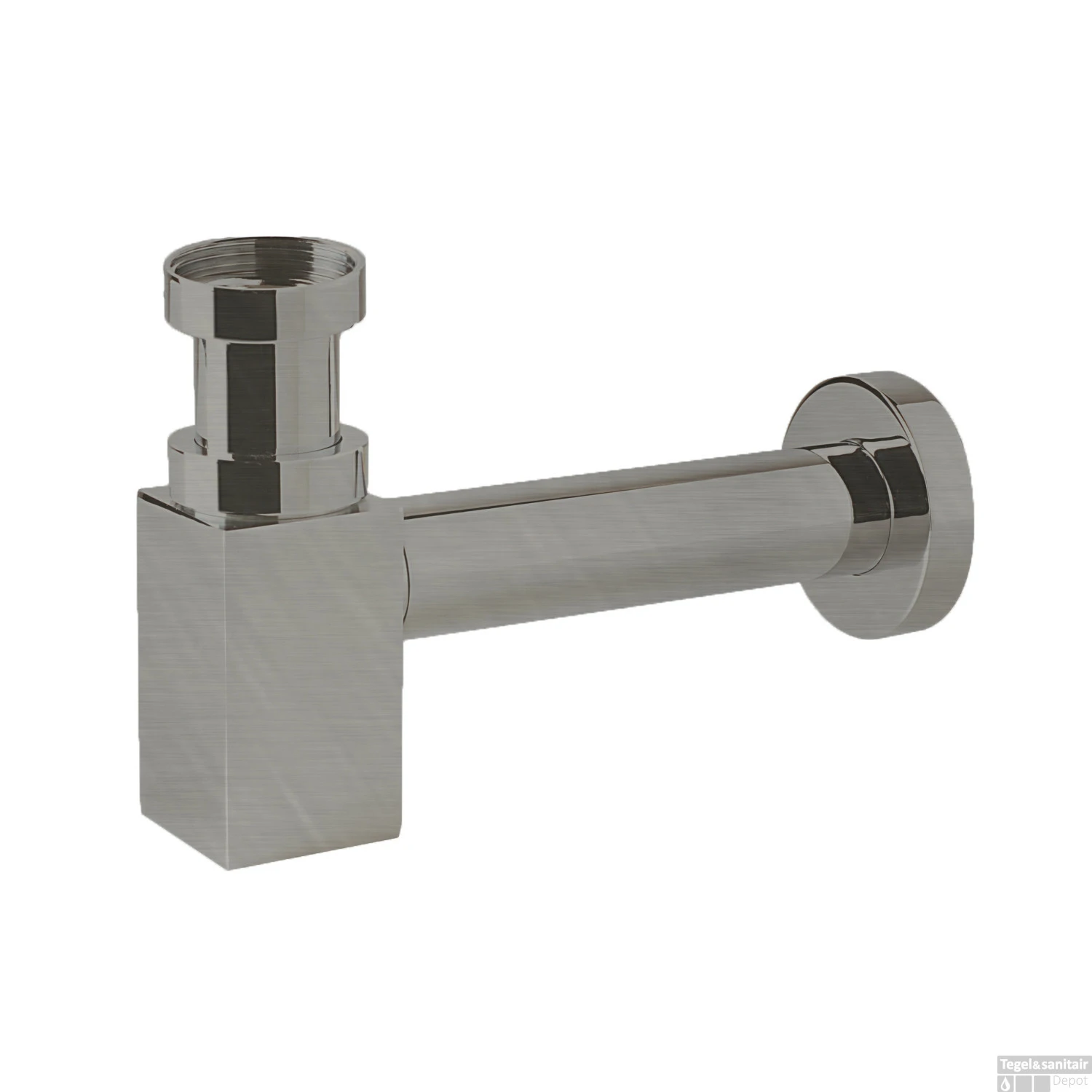 Hotbath Pal Wastafel Sifon Vierkant Geborsteld Nikkel 3 Hotbath Pal Wastafel Sifon Vierkant Geborsteld Nikkel