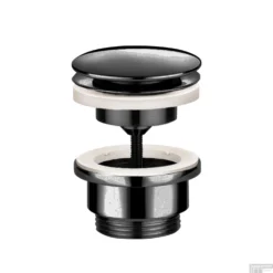 Afvoerplug Hotbath Cobber Always-Open Met Schroef Rond Zwart Chroom