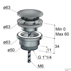 Clickwaste Hotbath Gal Afvoerplug Met Schroef Rond Geborsteld Nikkel PVD -Goedkope Stijl Baden Winkel p710 tech 1
