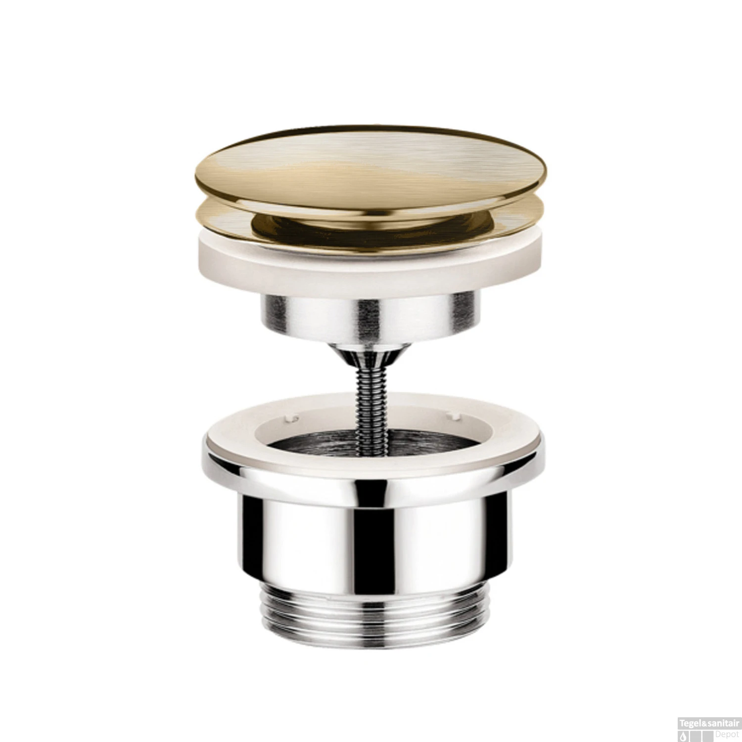 Clickwaste Hotbath Cobber Afvoerplug Met Schroef Rond Geborsteld Messing