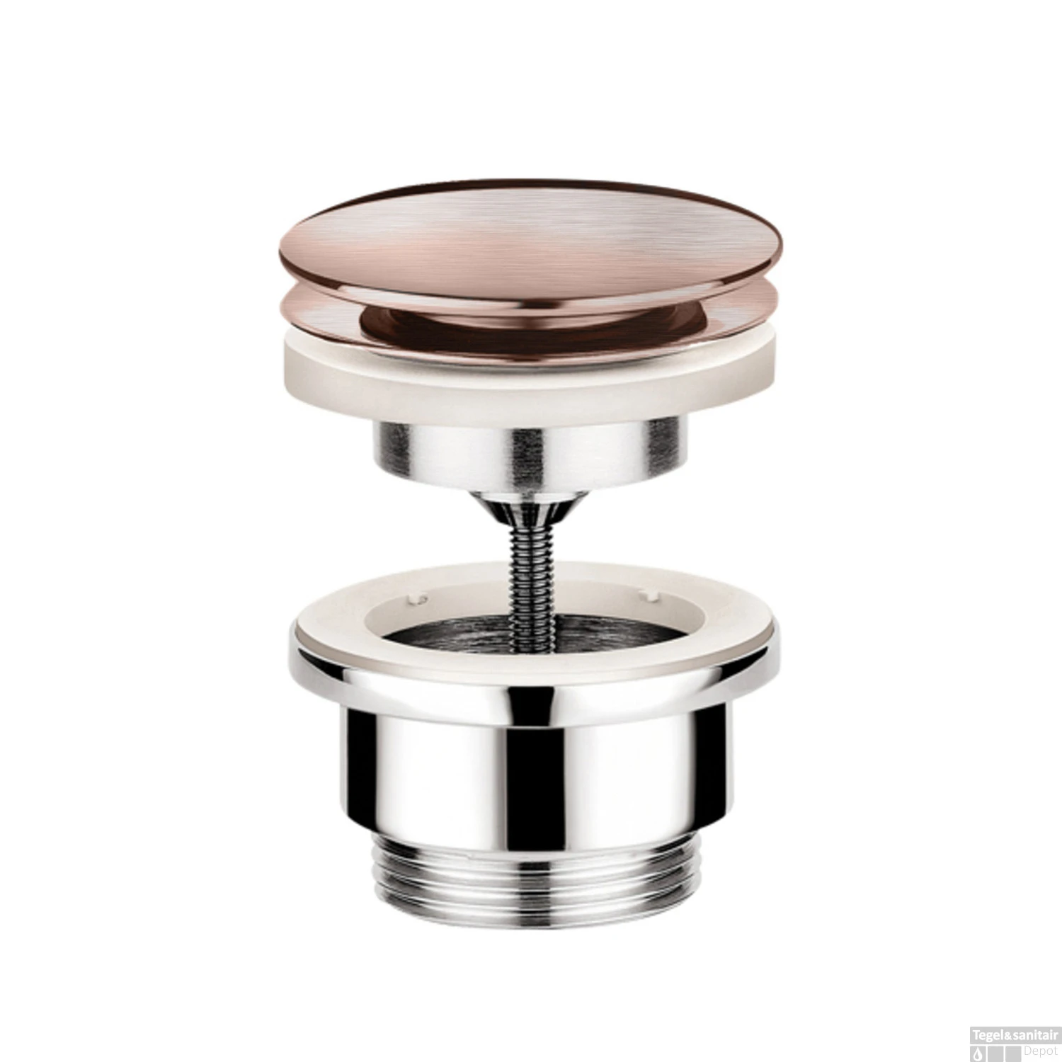 Clickwaste Hotbath Cobber Afvoerplug Met Schroef Rond Geborsteld Koper PVD