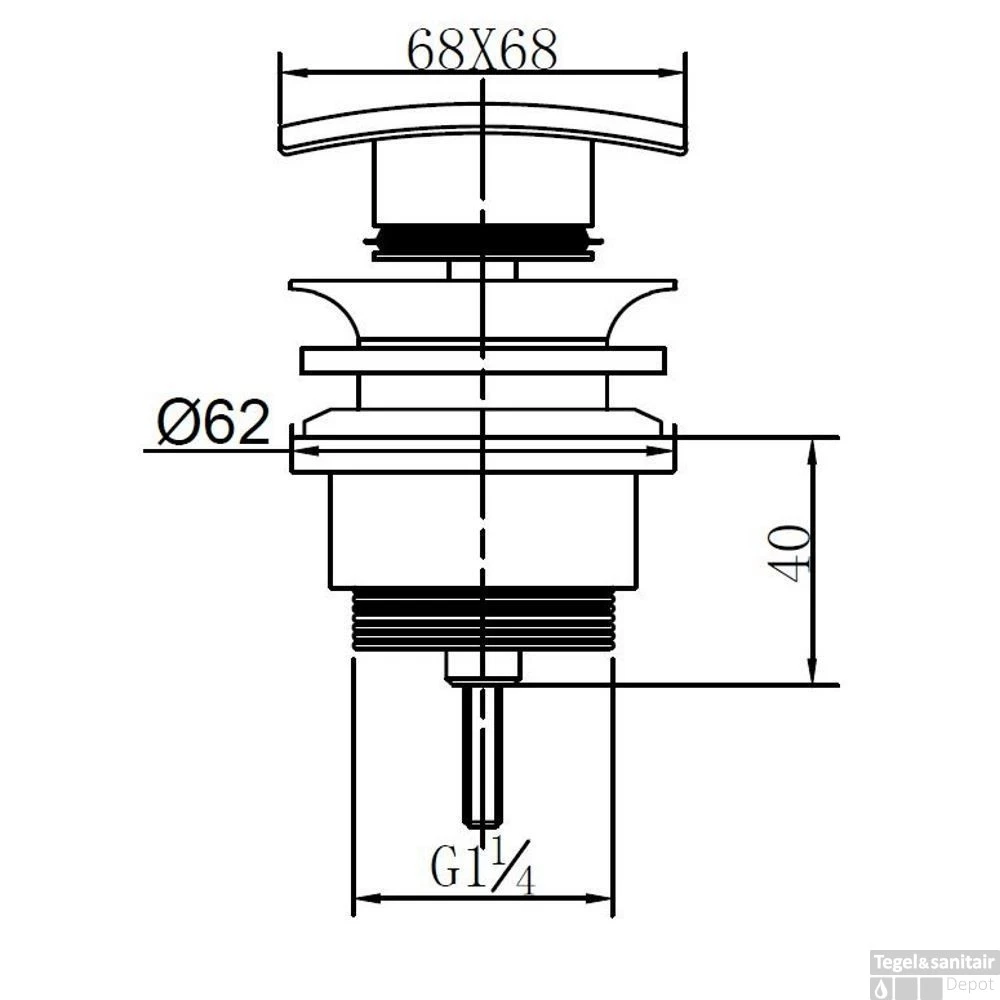 Hotbath Afvoerplug Click Waste Pal Met Schroef Vierkant Chroom 5 Hotbath Afvoerplug Click Waste Pal Met Schroef Vierkant Chroom - Afbeelding 3
