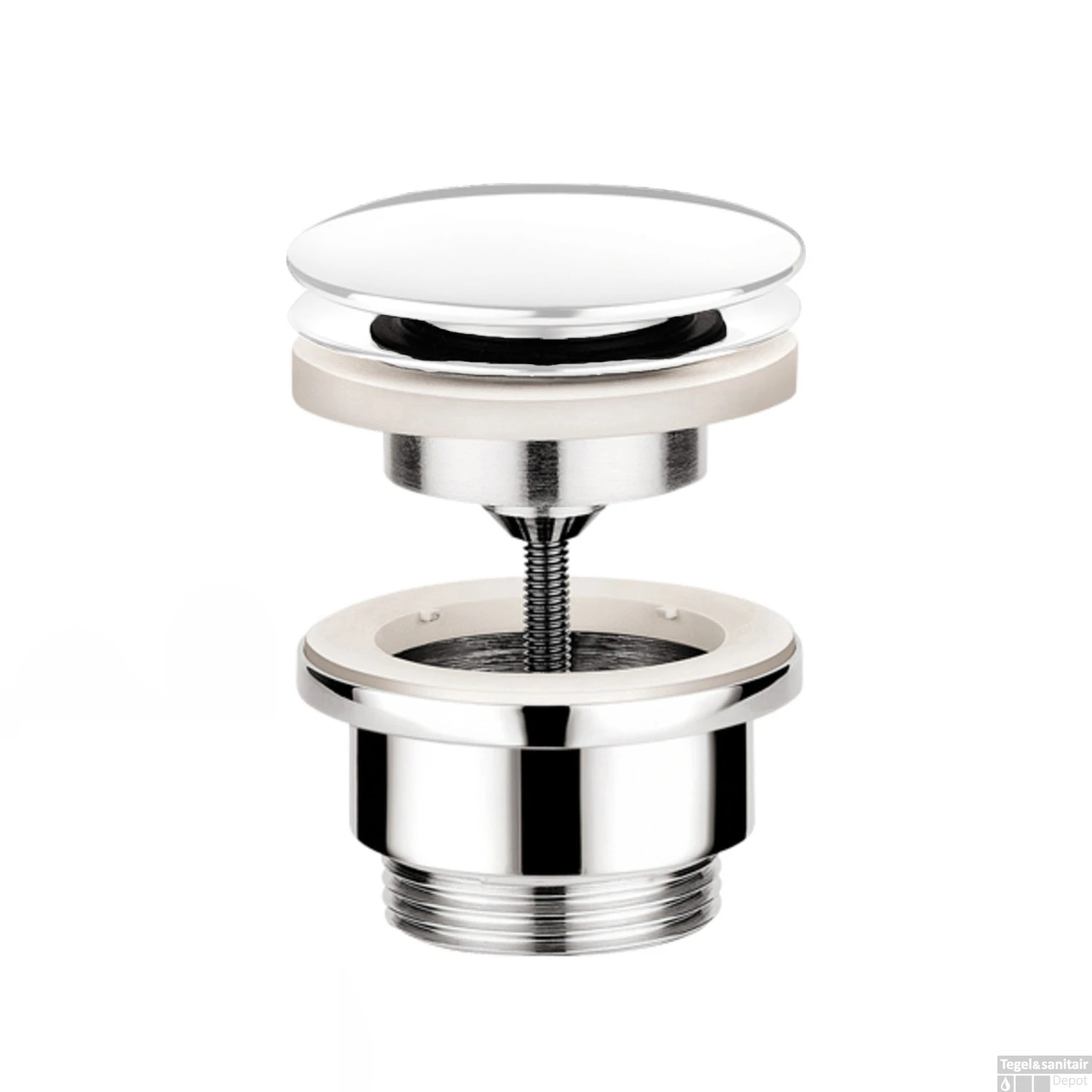 Clickwaste Hotbath Cobber Afvoerplug Met Schroef Rond Mat Wit