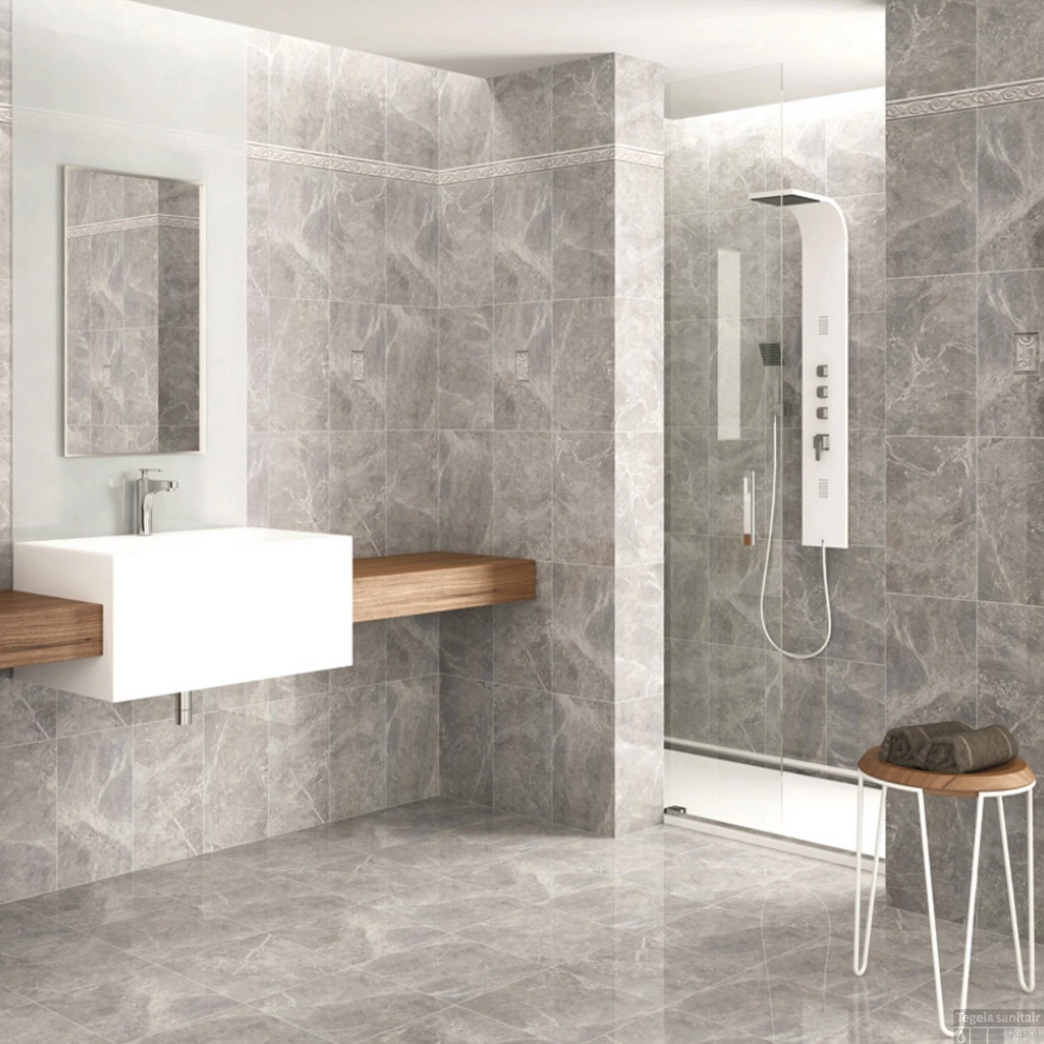 Mozaïektegel Cristacer Palladium Gris 33.3x33.3cm (Per M2) 4 Mozaïektegel Cristacer Palladium Gris 33.3x33.3cm (Per M2) - Afbeelding 2