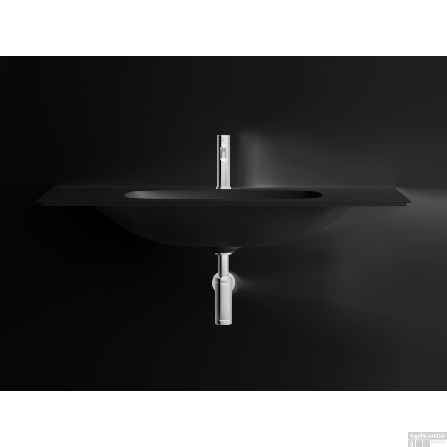 Wastafel Salenzi Nur 102x46 Cm Keramiek Mat Zwart Zonder Kraangat (incl. Bijpassende Afvoerplug) 4 Wastafel Salenzi Nur 102x46 Cm Keramiek Mat Zwart Zonder Kraangat (incl. Bijpassende Afvoerplug) - Afbeelding 2