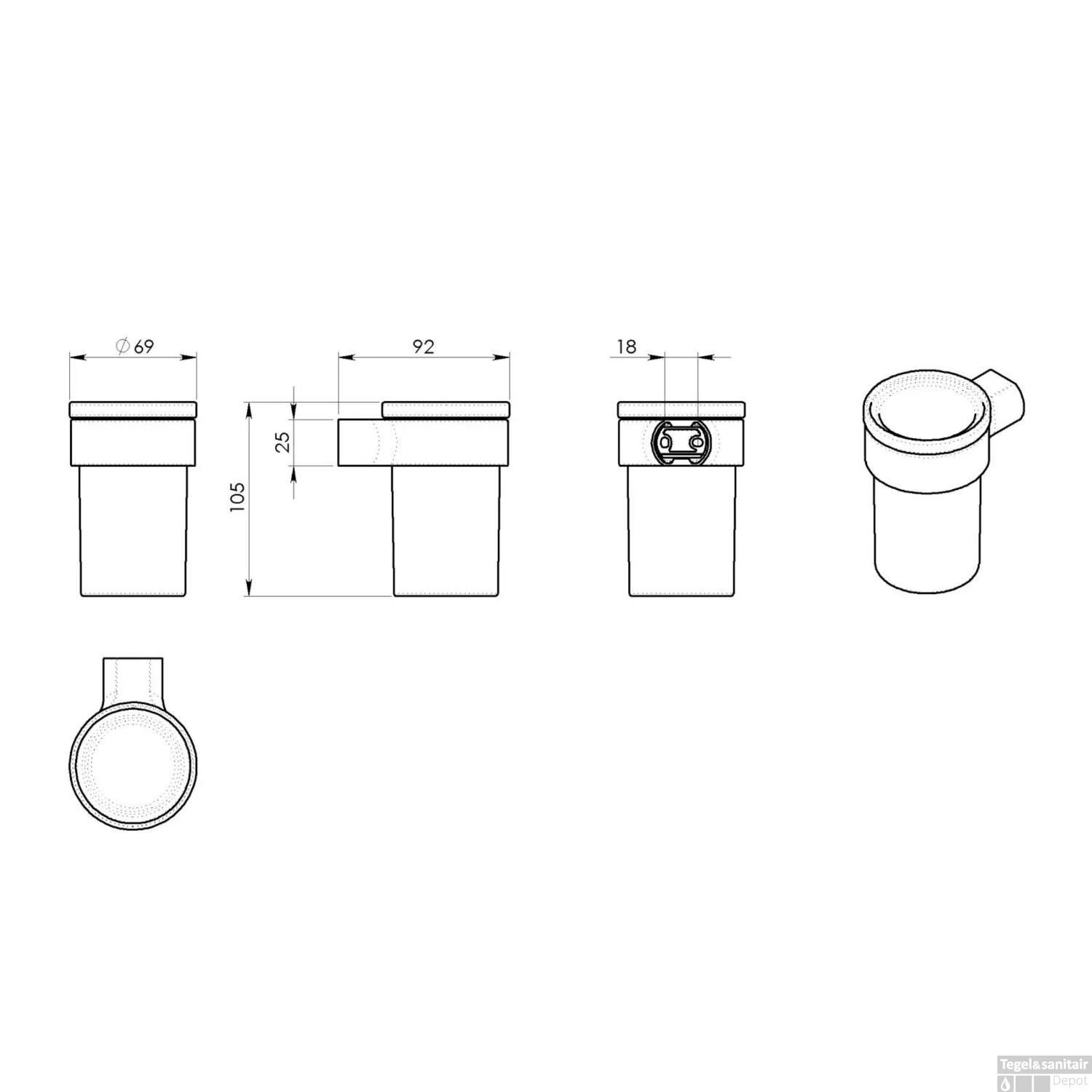 Bekerhouder Sapho Pirenei Hangend 6.9x10.5 Cm Chroom / Satijnglas 4 Bekerhouder Sapho Pirenei Hangend 6.9x10.5 Cm Chroom / Satijnglas - Afbeelding 2