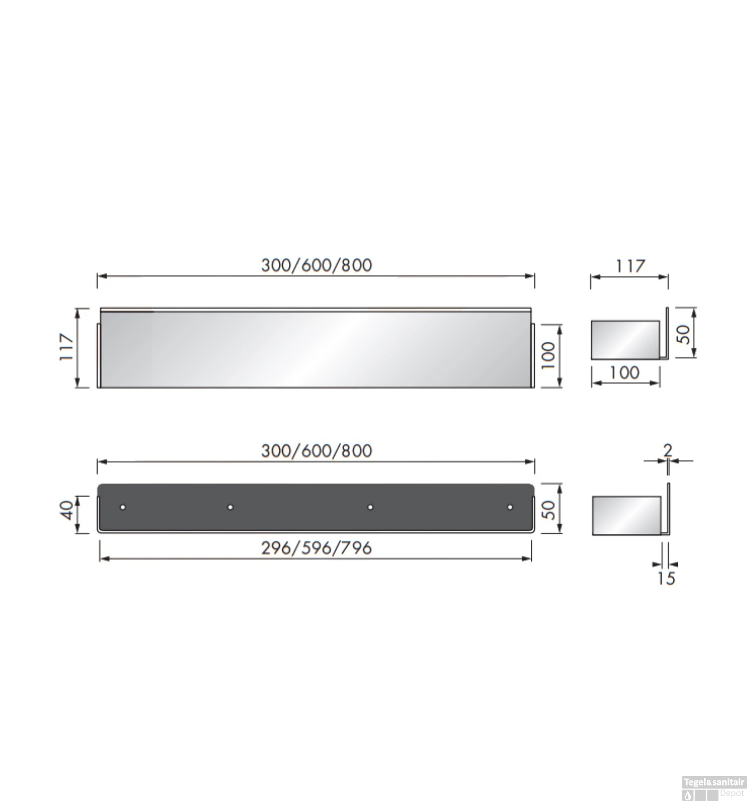 Planchet Inbouw LoooX CShelf 30x10cm Gecoat Staal Mat Zwart 8 Planchet Inbouw LoooX CShelf 30x10cm Gecoat Staal Mat Zwart - Afbeelding 6