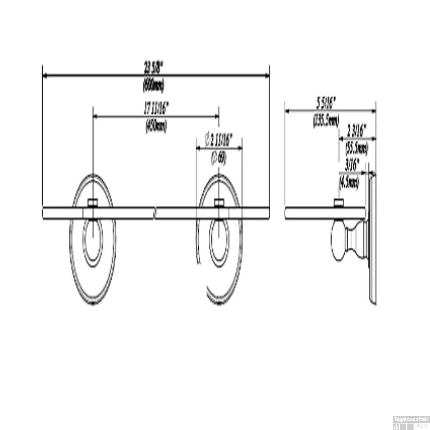 Planchet Plieger Charleston 60cm Glas/Chroom 4 Planchet Plieger Charleston 60cm Glas/Chroom - Afbeelding 2