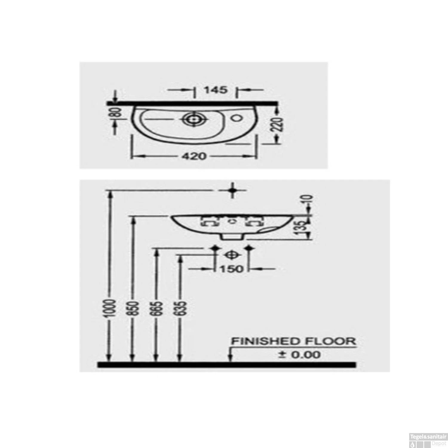 Plieger Compact Fontein 42x22 Cm Wit 4 Plieger Compact Fontein 42x22 Cm Wit - Afbeelding 2
