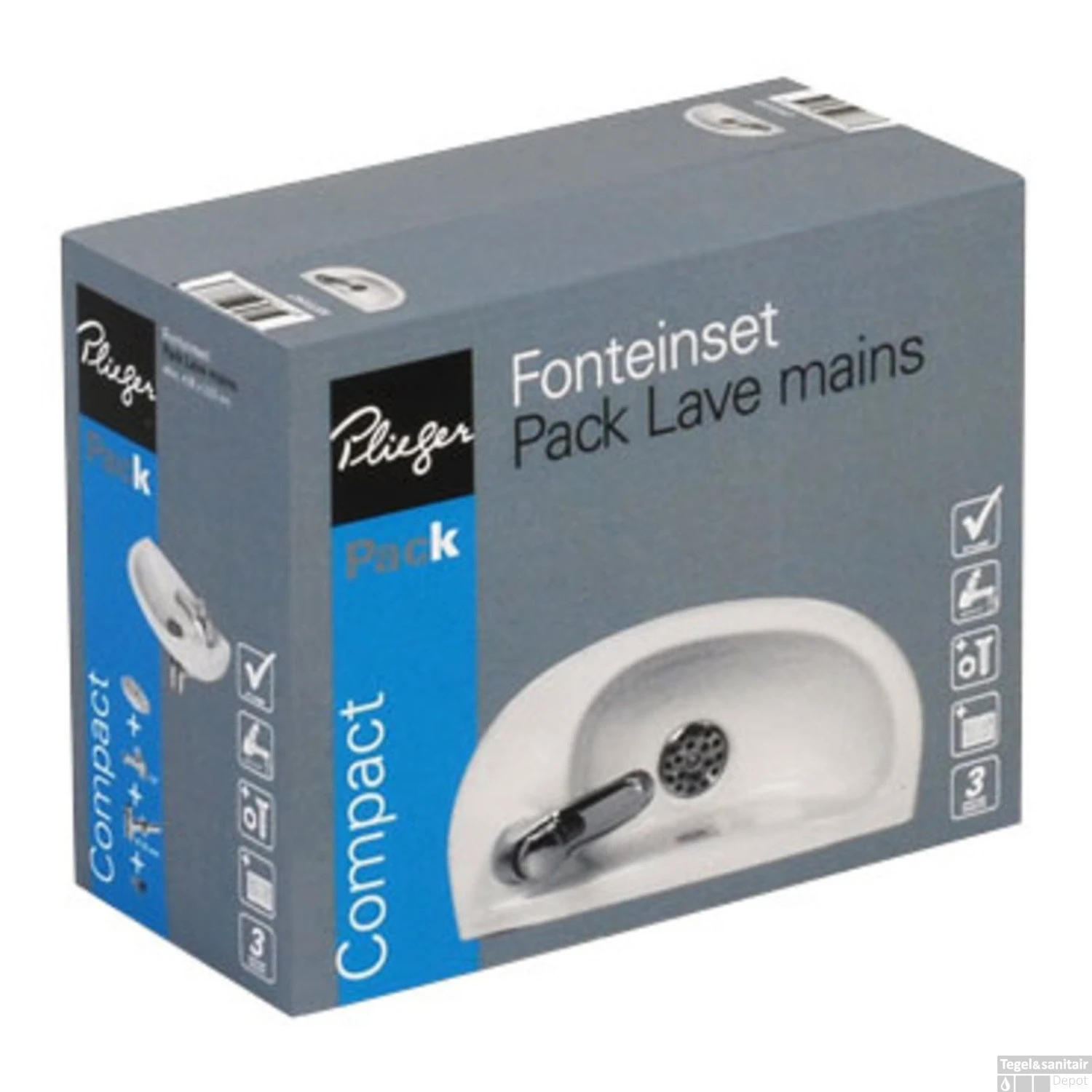 Fonteinset Plieger Compact 42x22CM Wit 4 Fonteinset Plieger Compact 42x22CM Wit - Afbeelding 2