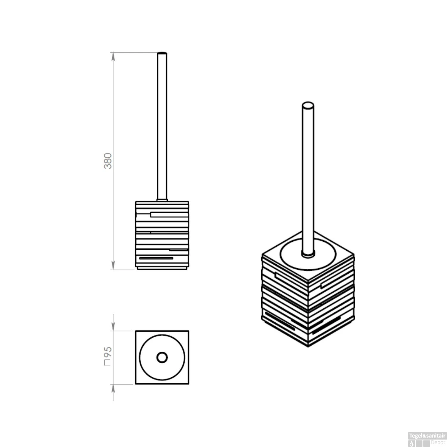 Toiletborstelhouder Sapho Quadrotto Vrijstaand 38x9.5 Cm Polyresin Beige 5 Toiletborstelhouder Sapho Quadrotto Vrijstaand 38x9.5 Cm Polyresin Beige - Afbeelding 3
