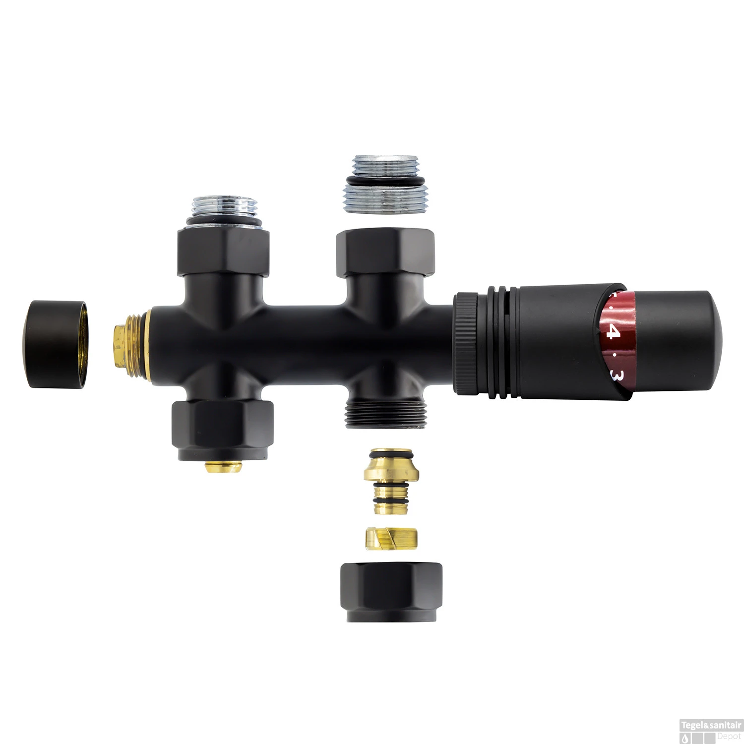 Radiator Onderblok Boss & Wessing Aloni Recht Mat Zwart (Voor Midden Aansluiting) 3 Radiator Onderblok Boss & Wessing Aloni Recht Mat Zwart (Voor Midden Aansluiting)