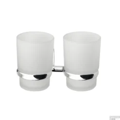 Dubbele Bekerhouder Sapho Rumba Hangend Chroom / Melkglas