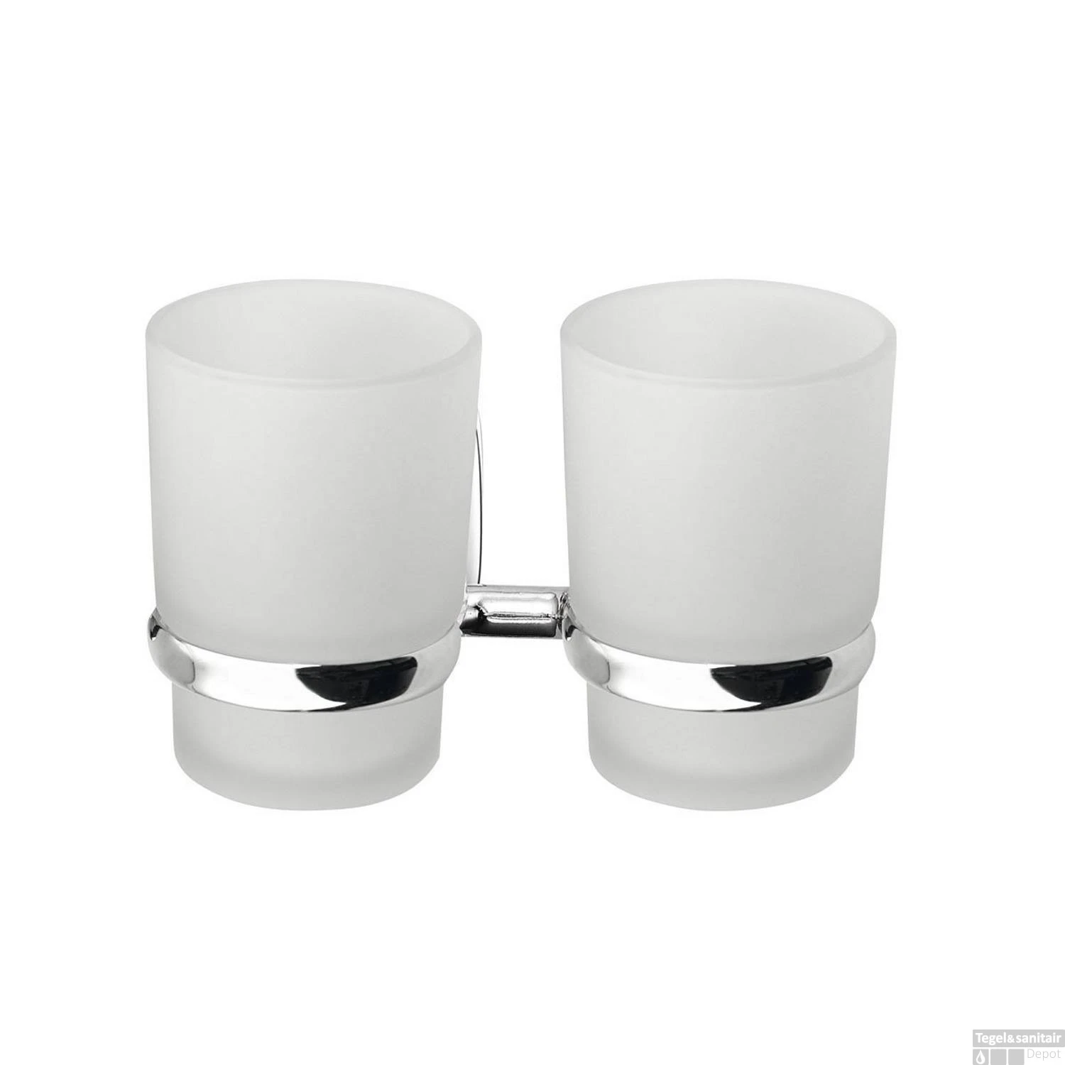 Dubbele Bekerhouder Sapho Rumba Hangend Chroom / Melkglas 3 Dubbele Bekerhouder Sapho Rumba Hangend Chroom / Melkglas