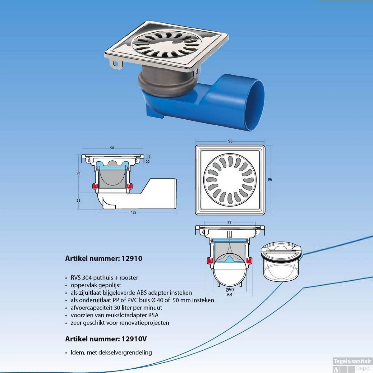 Renovatievloerput Van Den Berg Universeel 9.6x5.4 Cm Geborsteld RVS 5 Renovatievloerput Van Den Berg Universeel 9.6x5.4 Cm Geborsteld RVS - Afbeelding 3