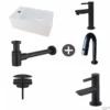 Fonteinpack Rhea XXS Links Keramiek 30.5x18x11 Cm Mat Zwart (Keuze Uit 4 Kranen) -Goedkope Stijl Baden Winkel rhea xxs links fontein 32.3498 set4