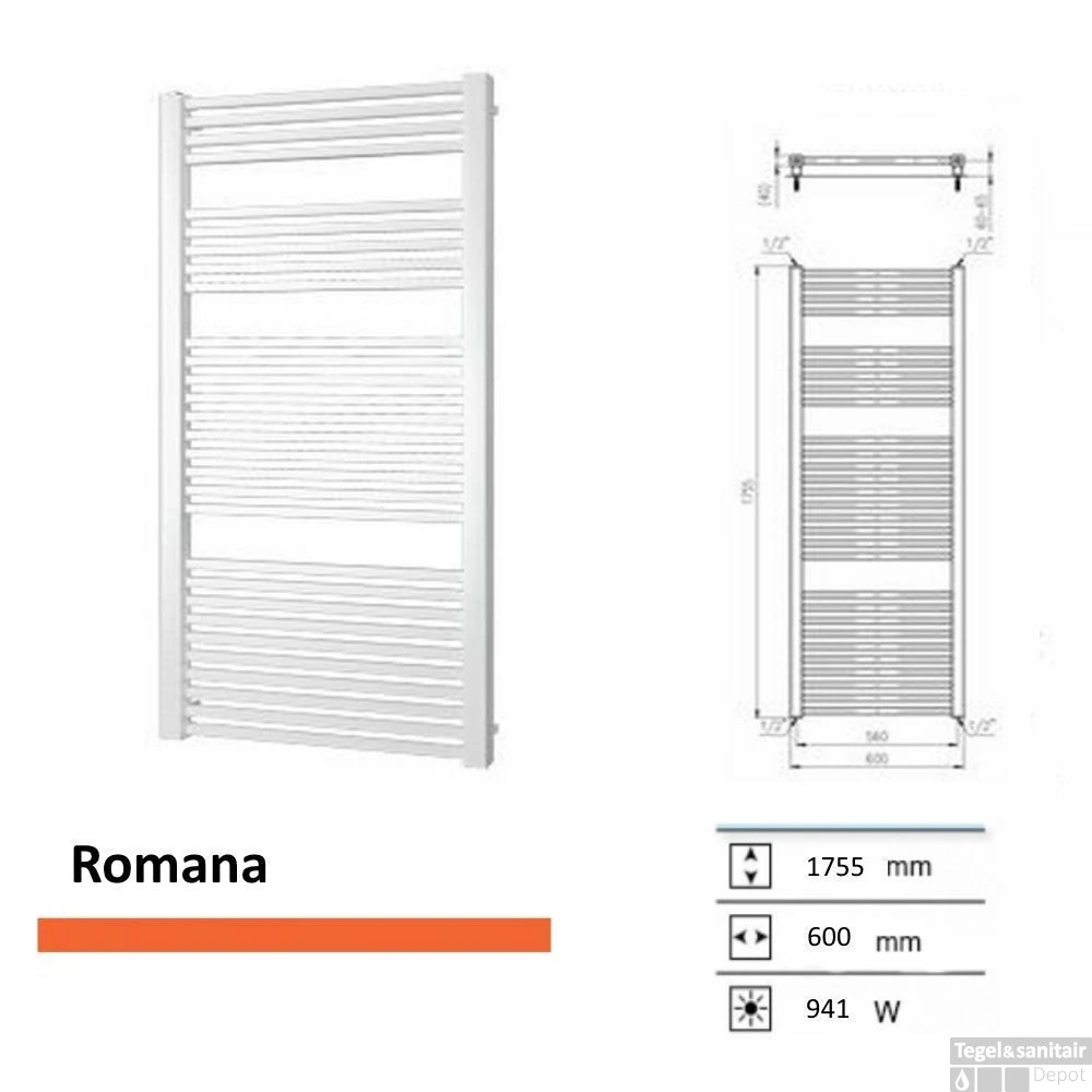 Handoekradiator Romana 1755 X 600 Mm Pergamon 3 Handoekradiator Romana 1755 X 600 Mm Pergamon