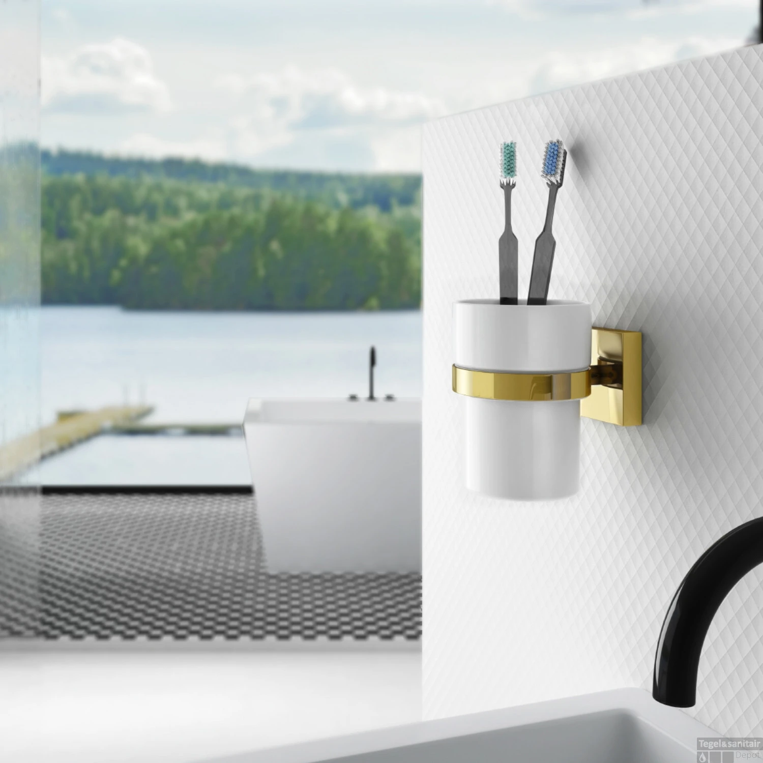 Bekerhouder Smedbo House Porselein Messing 5 Bekerhouder Smedbo House Porselein Messing - Afbeelding 3