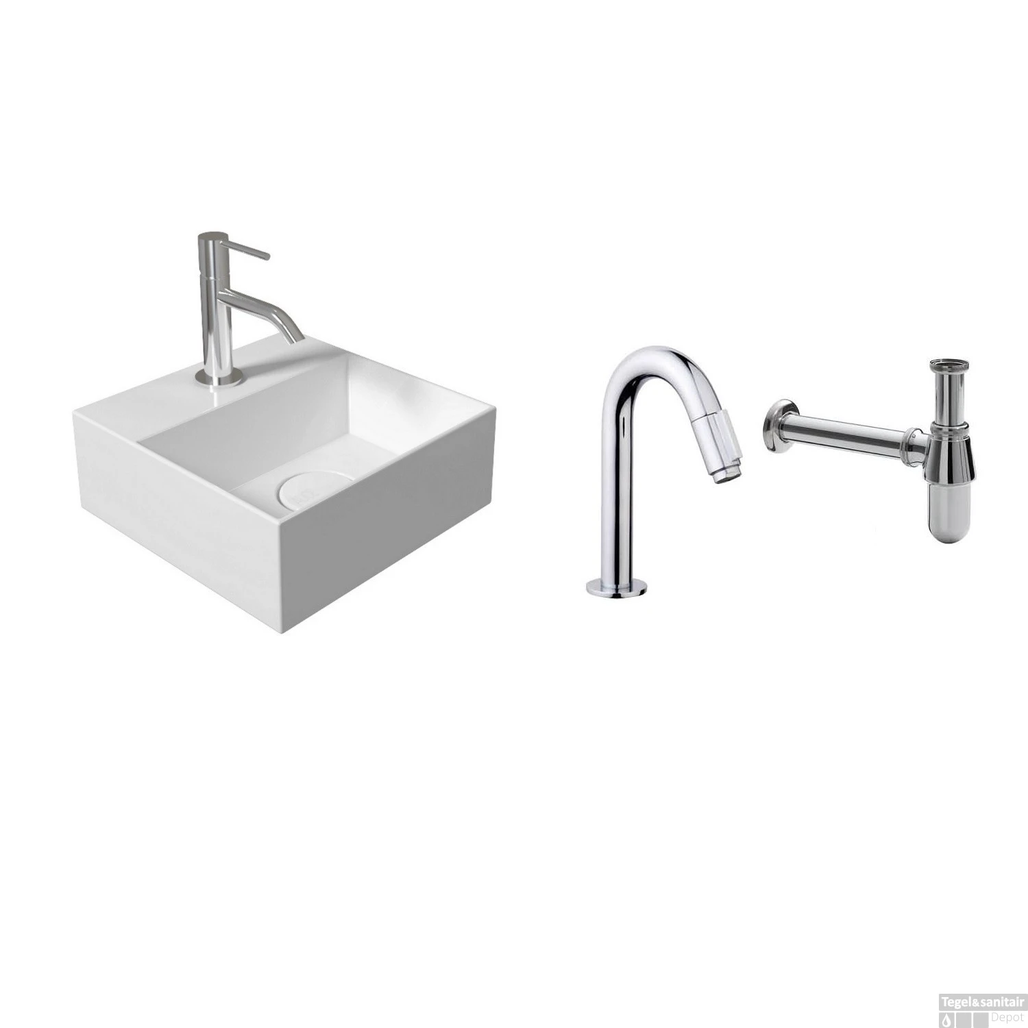 Salenzi Fonteinset Spy Glans Wit 30x30 Cm Chroom (Keuze Uit 20 Kranen) 7 Salenzi Fonteinset Spy Glans Wit 30x30 Cm Chroom (Keuze Uit 20 Kranen) - Afbeelding 5