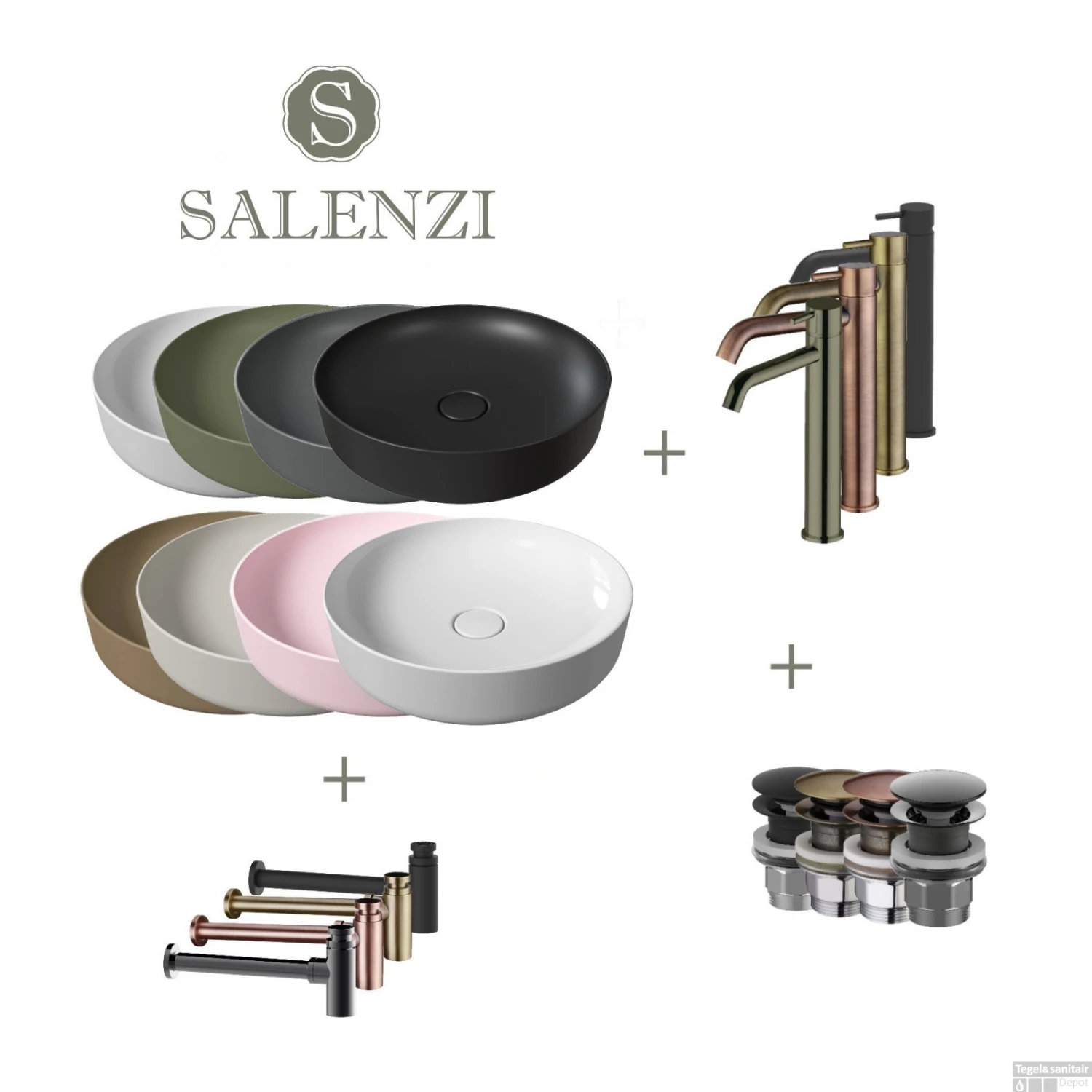 Salenzi Waskomset Form 45x12 Cm Inclusief Hoge Kraan (Keuze Uit 8 Kleuren) 3 Salenzi Waskomset Form 45x12 Cm Inclusief Hoge Kraan (Keuze Uit 8 Kleuren)